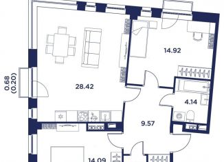 Продается 2-комнатная квартира, 73 м2, Санкт-Петербург