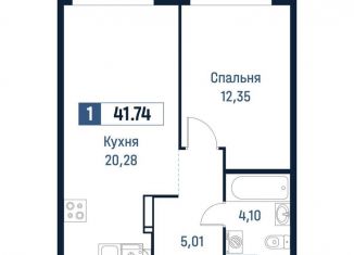 Продам однокомнатную квартиру, 41.7 м2, Ленинградская область