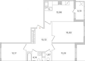 Трехкомнатная квартира на продажу, 75.6 м2, городской посёлок Янино-1