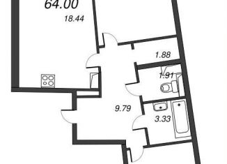 Продажа 2-ком. квартиры, 65.8 м2, Мурино