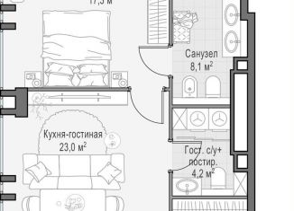 Продажа 1-комнатной квартиры, 57.4 м2, Москва