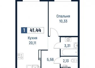 Продам 1-ком. квартиру, 41.4 м2, Ленинградская область