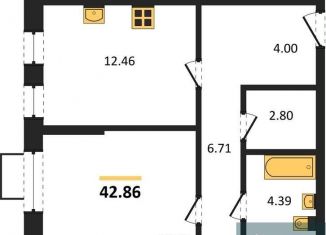 Продается 1-комнатная квартира, 42.9 м2, Воронеж, Железнодорожный район, набережная Чуева, 7