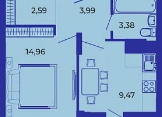 Продам 1-ком. квартиру, 37.9 м2, Брянск, улица имени О.С. Визнюка, 18