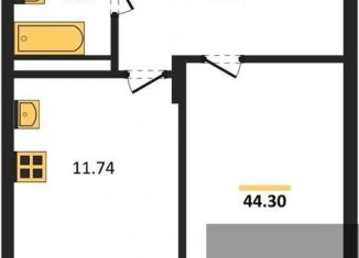 Продаю 1-ком. квартиру, 44.3 м2, Воронеж, Московский проспект, 66