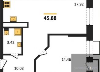 Продаю 1-комнатную квартиру, 45.9 м2, Воронеж, Железнодорожный район, набережная Чуева, 7