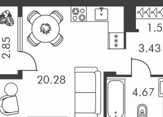 Продается квартира студия, 32.8 м2, Тула, улица Карпова, 103А