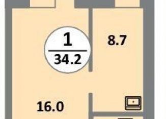 Продается 1-ком. квартира, 34.3 м2, Красноярский край, проспект 60 лет Образования СССР, 48