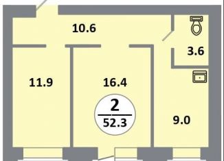 Продам двухкомнатную квартиру, 52.3 м2, Красноярский край, проспект 60 лет Образования СССР, 48