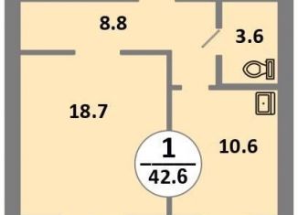 Продажа однокомнатной квартиры, 42.7 м2, Красноярск, проспект 60 лет Образования СССР, 48