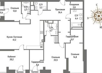 Продам 4-ком. квартиру, 175 м2, Москва, метро Электрозаводская, улица Матросская Тишина, 12