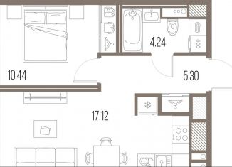 Продам 1-ком. квартиру, 37.1 м2, Санкт-Петербург, муниципальный округ Гавань