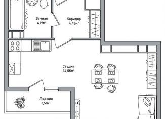 Продаю квартиру студию, 35 м2, Ярославль, проспект Фрунзе, 56Д