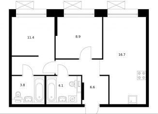 Продам 2-ком. квартиру, 51.5 м2, Санкт-Петербург, метро Обводный канал, жилой комплекс Аэронавт, 1