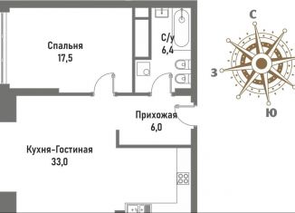 Продается однокомнатная квартира, 62.9 м2, Москва, метро Электрозаводская, улица Матросская Тишина, 12