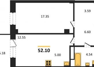 Однокомнатная квартира на продажу, 52.1 м2, Ростов-на-Дону, Советский район, улица Ерёменко, 115