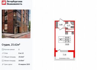 Продается квартира студия, 25.6 м2, Санкт-Петербург, Кубинская улица, 76к3, муниципальный округ Новоизмайловское