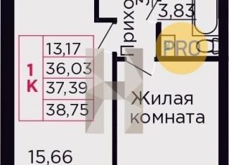 Однокомнатная квартира на продажу, 37.4 м2, Ростовская область