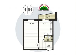 Продаю 1-комнатную квартиру, 35.9 м2, посёлок Западный, улица имени Генерала Костицына, 47