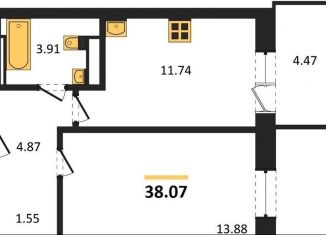 Продам однокомнатную квартиру, 38.1 м2, Ростов-на-Дону, улица Ерёменко, 115