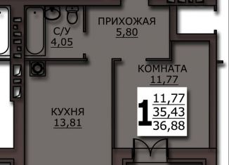 Продается 1-ком. квартира, 36.9 м2, Иваново, Фрунзенский район, улица Куликова, 8