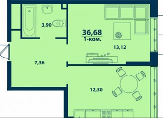 Однокомнатная квартира на продажу, 36.7 м2, Уфа