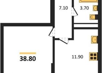 1-ком. квартира на продажу, 38.8 м2, Ростов-на-Дону, Советский район, жилой комплекс Западные Аллеи, 6.4