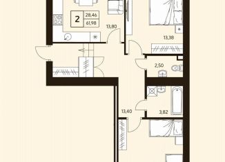 Продается 1-комнатная квартира, 40.5 м2, Уфа, Ленинский район, улица Жуковского, 19А