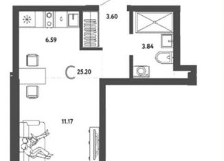 Продам квартиру студию, 25.2 м2, Новосибирск, метро Заельцовская