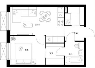 Продается 1-комнатная квартира, 37.5 м2, Москва, Бульвар Рокоссовского, жилой комплекс 2-й Иртышский, 1.3