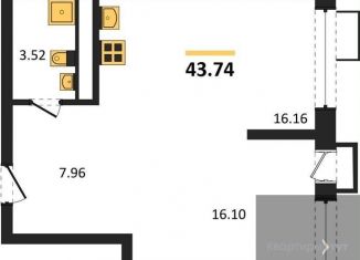 Продам 1-комнатную квартиру, 43.7 м2, Воронеж, Железнодорожный район, набережная Чуева, 7