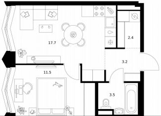 Продажа однокомнатной квартиры, 38.3 м2, Москва, ЗАО