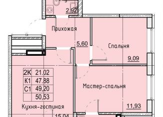 2-комнатная квартира на продажу, 50.5 м2, Ставрополь