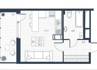 Продажа квартиры студии, 27.1 м2, Коммунар, Ново-Антропшинская улица, 3, ЖК Ново-Антропшино