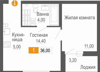 1-комнатная квартира на продажу, 36 м2, Екатеринбург, метро Ботаническая, улица Новостроя, 5