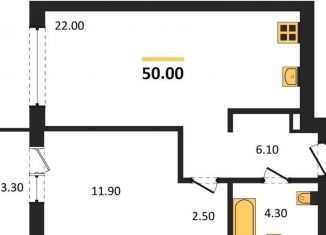 Однокомнатная квартира на продажу, 50 м2, Новосибирск, Октябрьский район