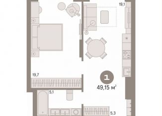 Продается однокомнатная квартира, 49.2 м2, Тюмень, Калининский округ