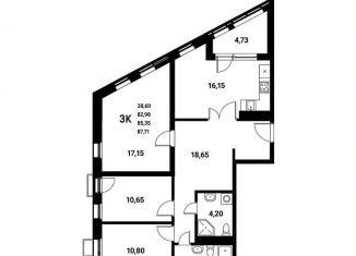 Продажа 3-комнатной квартиры, 85.4 м2, Воронежская область, набережная Чуева, 7