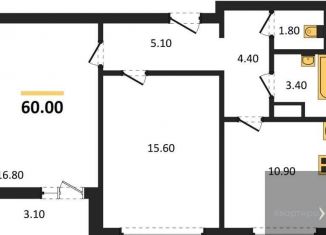 2-комнатная квартира на продажу, 60 м2, Воронеж, улица Шишкова, 140Б/6