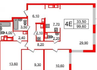 Продаю трехкомнатную квартиру, 99.6 м2, Санкт-Петербург, улица Шостаковича, 3к1