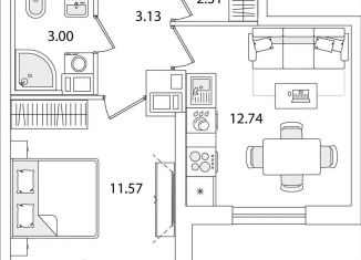 Продаю 1-комнатную квартиру, 34.3 м2, Санкт-Петербург