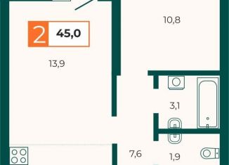 Продажа 2-комнатной квартиры, 45 м2, Екатеринбург, Верх-Исетский район, Отрадная улица, с1/2