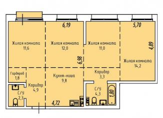 Продам трехкомнатную квартиру, 76.2 м2, Иркутская область, Култукская улица, 16