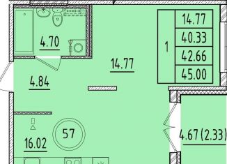 1-ком. квартира на продажу, 40.3 м2, Санкт-Петербург