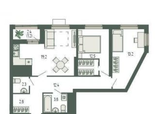 Продается 2-ком. квартира, 67.7 м2, Екатеринбург, площадь Жуковского, 8, Чкаловский район