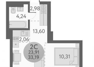 2-ком. квартира на продажу, 33.2 м2, Новосибирск