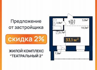 Квартира на продажу студия, 33.1 м2, Благовещенск