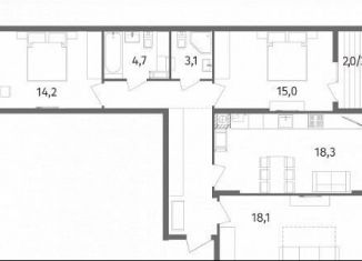 Продается 3-ком. квартира, 89.3 м2, Калининград, улица Маршала Борзова, 109, ЖК Альпы