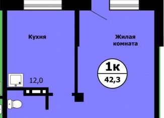 Продаю 1-комнатную квартиру, 42.3 м2, Красноярск, улица Лесников, 41Б