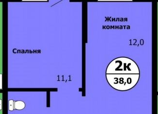 Продам двухкомнатную квартиру, 38 м2, Красноярск, улица Лесников, 41Б